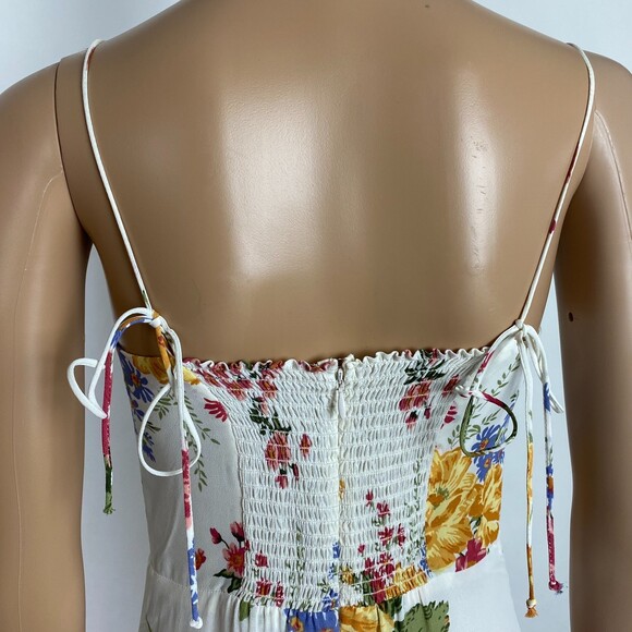 Reformation White Floral Bouquet Crepe Midi Dress 100% Viscose Size 8 - Picture 5 of 10